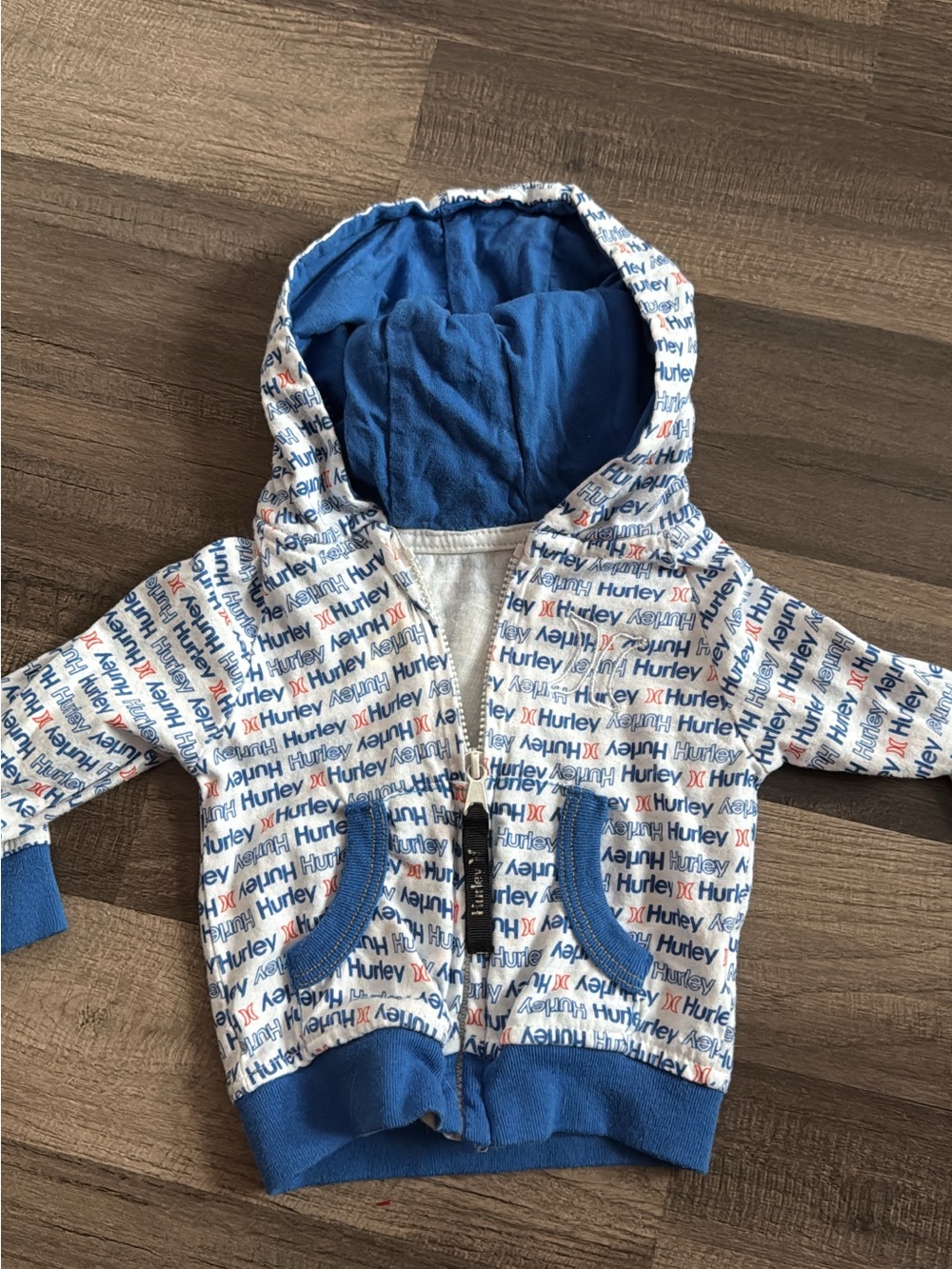 Hurley White Hoodie with Blue & Orange Logo Print for Kids